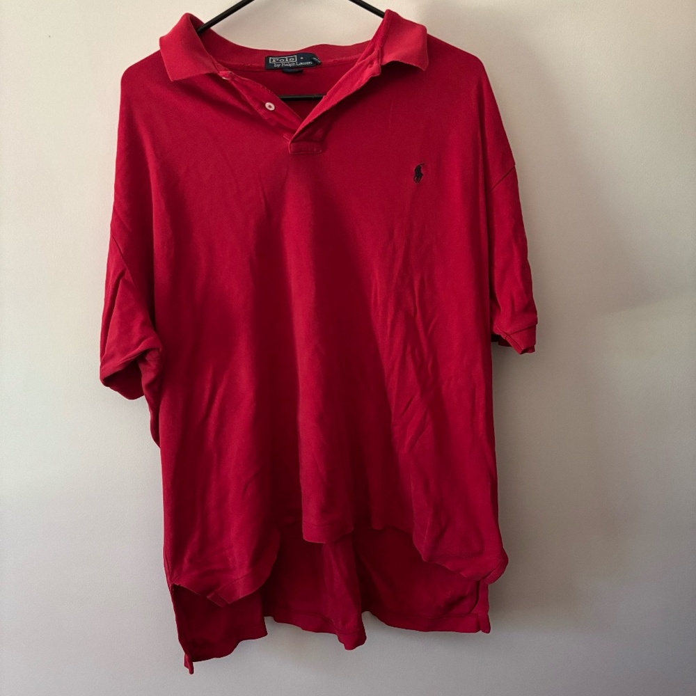 Polo Ralph Lauren Red High-Low Hem Preppy Golf Pony Polo Shirt Men's Size XL